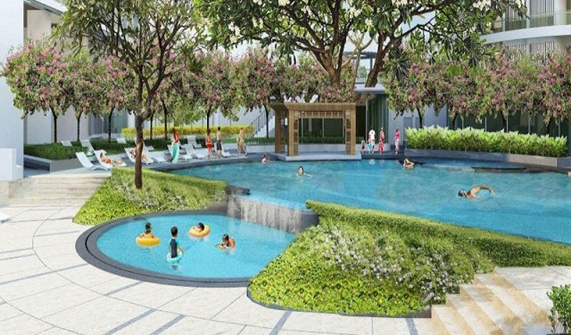 Hồ bơi thuộc khu biệt thự dự án Saigon Mystery villas Quận 2